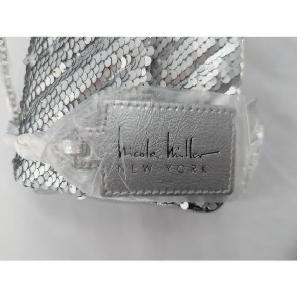 Silver Sequin Shoulder Bag Clutch Purse - Picture 8 of 12